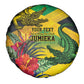 Personalized Black Jamaicans Crocodile Spare Tire Cover Tropical Flowers Grunge Flag - African Pride