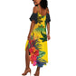 Personalized Black Jamaicans Crocodile Summer Maxi Dress Tropical Flowers Grunge Flag - African Pride