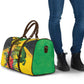 Personalized Black Jamaicans Crocodile Travel Bag Tropical Flowers Grunge Flag