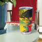Personalized Black Jamaicans Crocodile Tumbler Cup Tropical Flowers Grunge Flag - African Pride