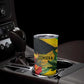 Personalized Black Jamaicans Crocodile Tumbler Cup Tropical Flowers Grunge Flag - African Pride