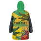 Personalized Black Jamaicans Crocodile Wearable Blanket Hoodie Tropical Flowers Grunge Flag - African Pride