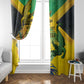 Personalized Black Jamaicans Crocodile Window Curtain Tropical Flowers Grunge Flag - African Pride