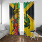 Personalized Black Jamaicans Crocodile Window Curtain Tropical Flowers Grunge Flag - African Pride