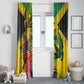 Personalized Black Jamaicans Crocodile Window Curtain Tropical Flowers Grunge Flag - African Pride