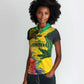 Personalized Black Jamaicans Crocodile Women Polo Shirt Tropical Flowers Grunge Flag - African Pride