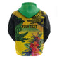 Personalized Black Jamaicans Crocodile Zip Hoodie Tropical Flowers Grunge Flag - African Pride
