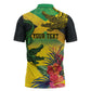Personalized Black Jamaicans Crocodile Zipper Polo Shirt Tropical Flowers Grunge Flag