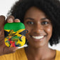 Personalized Black Jamaicans Crocodile Hummingbird AirPods Case Tropical Flowers Grunge Flag