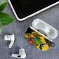 Personalized Black Jamaicans Crocodile Hummingbird AirPods Case Tropical Flowers Grunge Flag