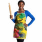 Personalized Black Jamaicans Crocodile Hummingbird Apron Tropical Flowers Grunge Flag