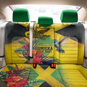 Personalized Black Jamaicans Crocodile Hummingbird Back Car Seat Cover Tropical Flowers Grunge Flag - African Pride