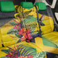 Personalized Black Jamaicans Crocodile Hummingbird Back Car Seat Cover Tropical Flowers Grunge Flag - African Pride
