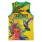Personalized Black Jamaicans Crocodile Hummingbird Basketball Jersey Tropical Flowers Grunge Flag - African Pride