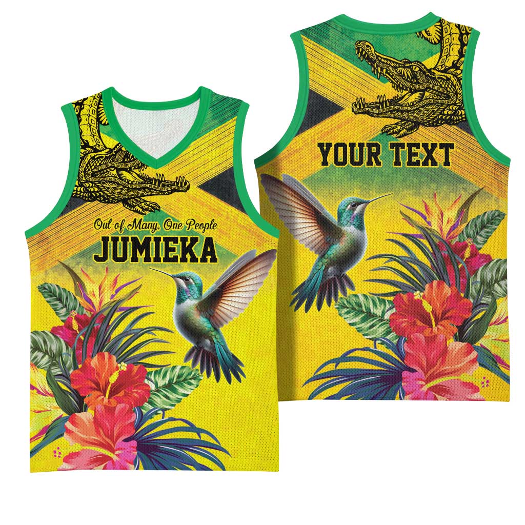 Personalized Black Jamaicans Crocodile Hummingbird Basketball Jersey Tropical Flowers Grunge Flag LT9