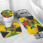 Personalized Black Jamaicans Crocodile Hummingbird Bathroom Set Tropical Flowers Grunge Flag