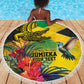 Personalized Black Jamaicans Crocodile Hummingbird Beach Blanket Tropical Flowers Grunge Flag - African Pride