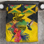 Personalized Black Jamaicans Crocodile Hummingbird Bedding Set Tropical Flowers Grunge Flag - African Pride