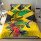 Personalized Black Jamaicans Crocodile Hummingbird Bedding Set Tropical Flowers Grunge Flag - African Pride