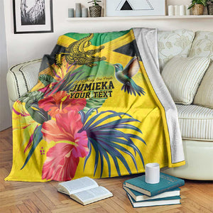 Personalized Black Jamaicans Crocodile Hummingbird Blanket Tropical Flowers Grunge Flag - African Pride