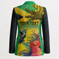 Personalized Black Jamaicans Crocodile Hummingbird Blazer Tropical Flowers Grunge Flag