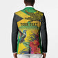 Personalized Black Jamaicans Crocodile Hummingbird Blazer Tropical Flowers Grunge Flag