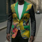 Personalized Black Jamaicans Crocodile Hummingbird Blazer Tropical Flowers Grunge Flag
