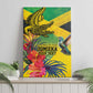 Personalized Black Jamaicans Crocodile Hummingbird Canvas Wall Art Tropical Flowers Grunge Flag - African Pride