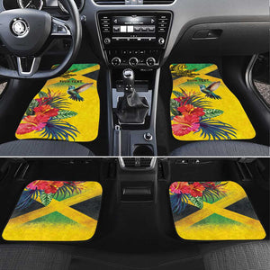 Personalized Black Jamaicans Crocodile Hummingbird Car Mats Tropical Flowers Grunge Flag - African Pride