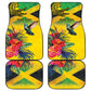 Personalized Black Jamaicans Crocodile Hummingbird Car Mats Tropical Flowers Grunge Flag - African Pride