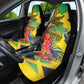 Personalized Black Jamaicans Crocodile Hummingbird Car Seat Cover Tropical Flowers Grunge Flag - African Pride