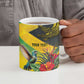 Personalized Black Jamaicans Crocodile Hummingbird Ceramic Mug Tropical Flowers Grunge Flag