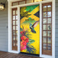 Personalized Black Jamaicans Crocodile Hummingbird Door Cover Tropical Flowers Grunge Flag