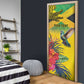 Personalized Black Jamaicans Crocodile Hummingbird Door Cover Tropical Flowers Grunge Flag