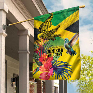 Personalized Black Jamaicans Crocodile Hummingbird Garden Flag Tropical Flowers Grunge Flag - African Pride