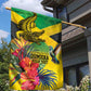 Personalized Black Jamaicans Crocodile Hummingbird Garden Flag Tropical Flowers Grunge Flag - African Pride