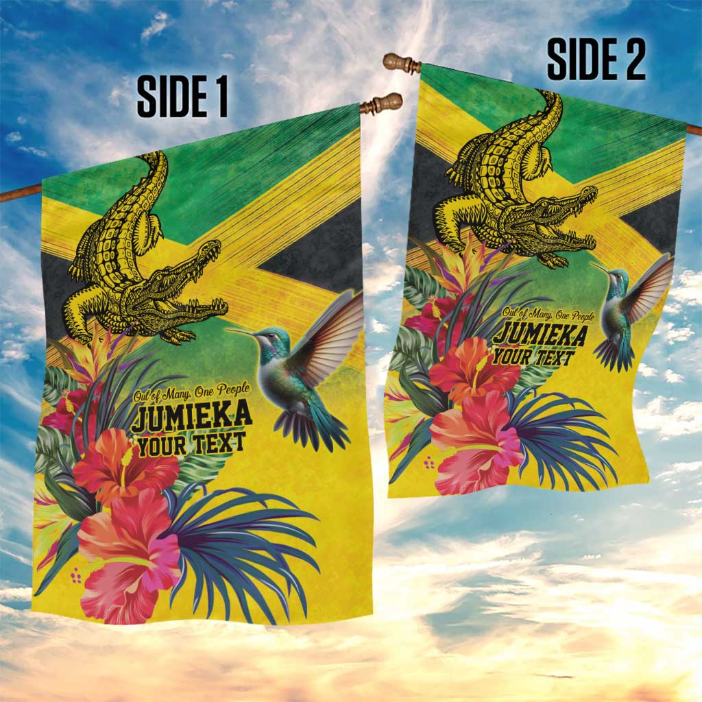 Personalized Black Jamaicans Crocodile Hummingbird Garden Flag Tropical Flowers Grunge Flag - African Pride