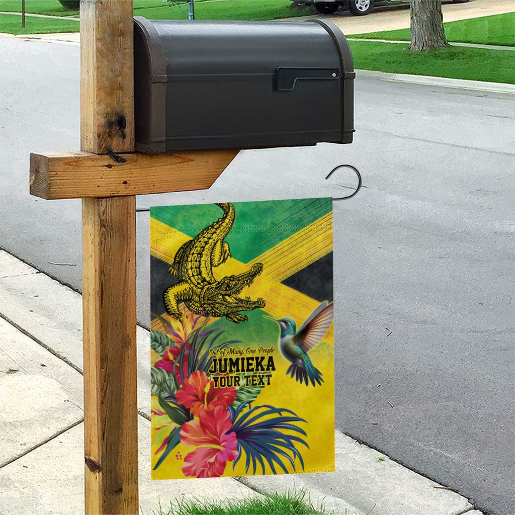 Personalized Black Jamaicans Crocodile Hummingbird Garden Flag Tropical Flowers Grunge Flag - African Pride
