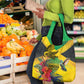 Personalized Black Jamaicans Crocodile Hummingbird Grocery Bag Tropical Flowers Grunge Flag - African Pride