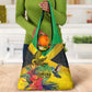 Personalized Black Jamaicans Crocodile Hummingbird Grocery Bag Tropical Flowers Grunge Flag - African Pride