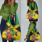 Personalized Black Jamaicans Crocodile Hummingbird Grocery Bag Tropical Flowers Grunge Flag - African Pride