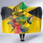 Personalized Black Jamaicans Crocodile Hummingbird Hooded Blanket Tropical Flowers Grunge Flag - African Pride
