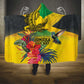 Personalized Black Jamaicans Crocodile Hummingbird Hooded Blanket Tropical Flowers Grunge Flag - African Pride