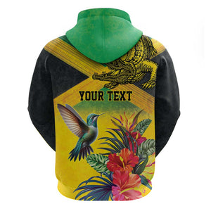 Personalized Black Jamaicans Crocodile Hummingbird Hoodie Tropical Flowers Grunge Flag - African Pride