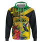 Personalized Black Jamaicans Crocodile Hummingbird Hoodie Tropical Flowers Grunge Flag - African Pride