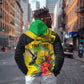 Personalized Black Jamaicans Crocodile Hummingbird Hoodie Tropical Flowers Grunge Flag - African Pride