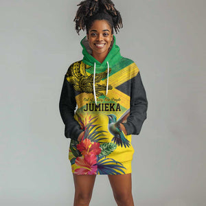 Personalized Black Jamaicans Crocodile Hummingbird Hoodie Dress Tropical Flowers Grunge Flag - African Pride