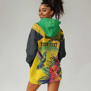 Personalized Black Jamaicans Crocodile Hummingbird Hoodie Dress Tropical Flowers Grunge Flag - African Pride