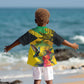 Personalized Black Jamaicans Crocodile Hummingbird Kid Hawaiian Shirt Tropical Flowers Grunge Flag - African Pride