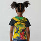 Personalized Black Jamaicans Crocodile Hummingbird Kid T shirt Tropical Flowers Grunge Flag - African Pride